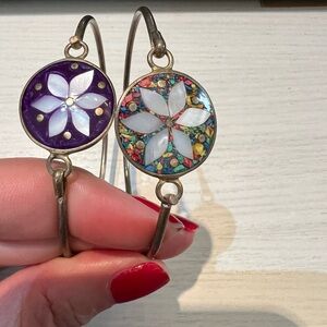 On hold 🦅 Sterling Silver Floral Mosaic Bangle Bracelets